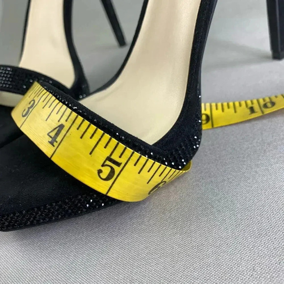 Nine West Rhinestone Suede Stiletto Platform Heels Strap Sandals  Size 6M Black - Picture 14 of 15
